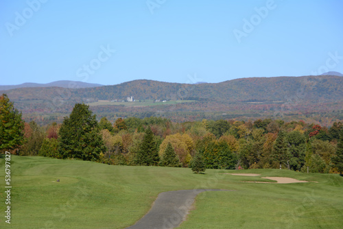 Nice view on a Canadian golf club at fall in the province of Quebec 