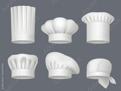 Chef professional clothes. Bandanas and hats for chef decent vector realistic templates collection isolated