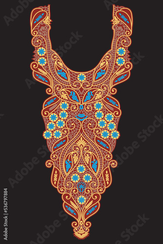 neckline design, women dress neckline design, fashion design with paisley vector illustration
