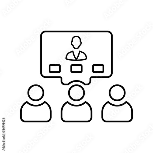 Video conference outline icon. Line art vector.