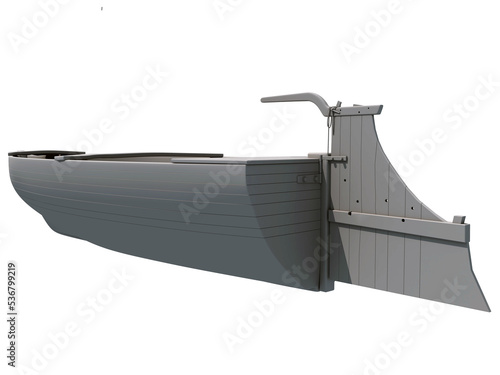 Tableau sur toile River Boat 3D rendering on white background