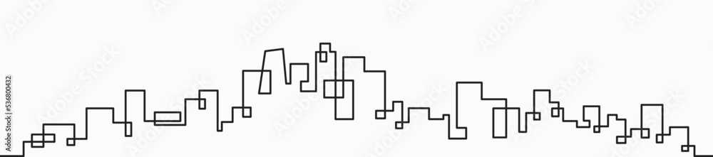 Modern City Skyline continuous outline drawing on white background. Modern City Skyline continuous outline drawing on white background.