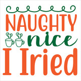 Naughty nice I Iried Merry Christmas shirt print template, funny Xmas shirt design, Santa Claus funny quotes typography design