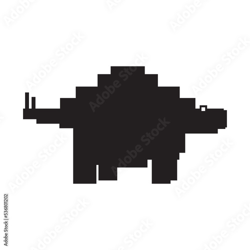 Silhouette stegosaurus dinosaurs, Cute dinosaurs cartoon characters, Vector illustrations isolated.