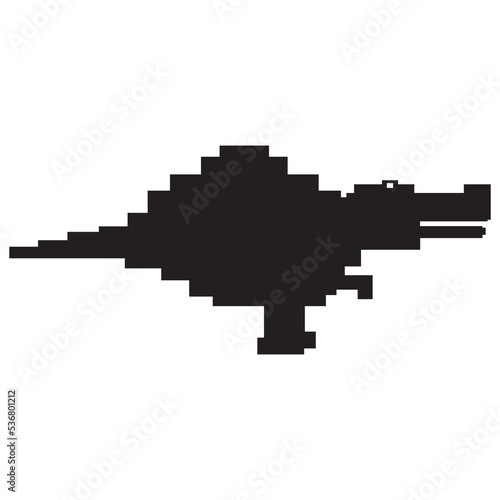 Silhouette spinosaurus dinosaurs, Cute dinosaurs cartoon characters, Vector illustrations isolated.