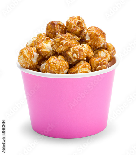 Small Pink Tub of Caramel Corn Cut Out.