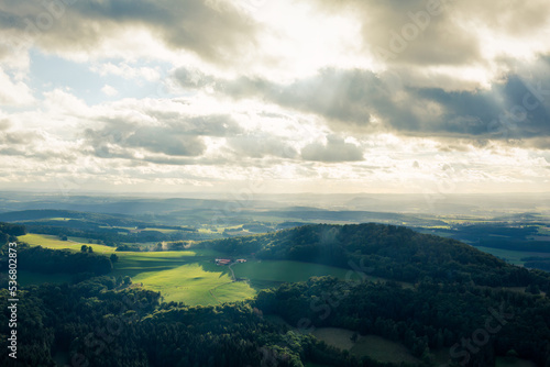 view from mountain into bavarian valley in summer