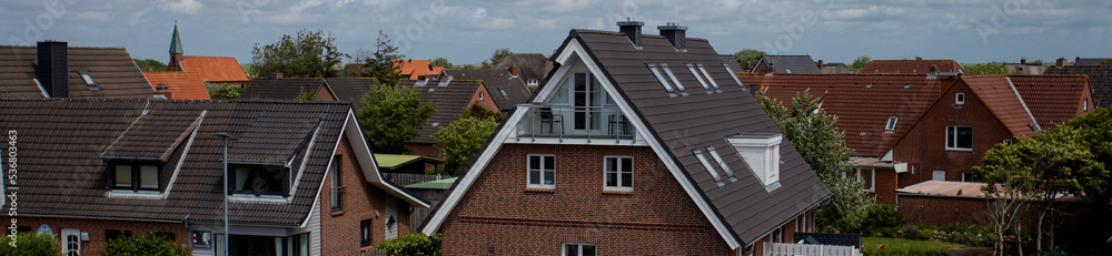 Tiled roofs of houses in Germany