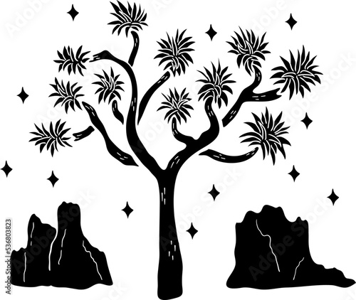 Desert Hand Drawn Silhouette Vector Illustration