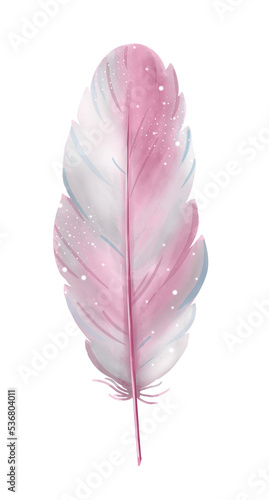 Watercolor pink boho feather