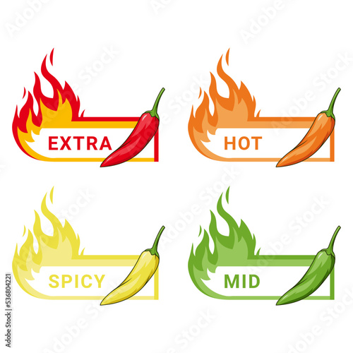 Spicy level hot chili red pepper. Vector image.