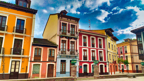 Ancient buildings in Nava village, Asturias, Spain photo