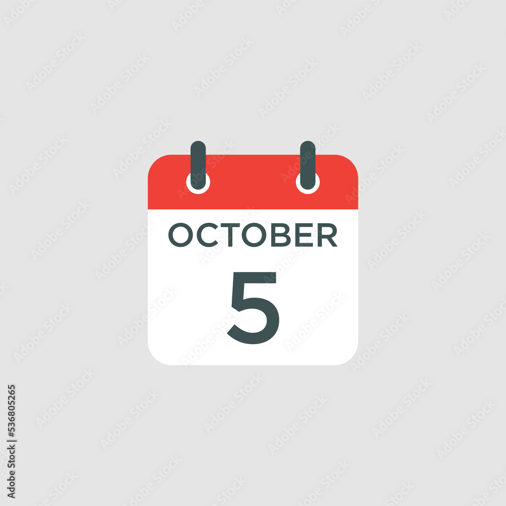 calendar - October 5 icon illustration isolated vector sign symbol calendar - October 5 icon illustration isolated vector sign symbol