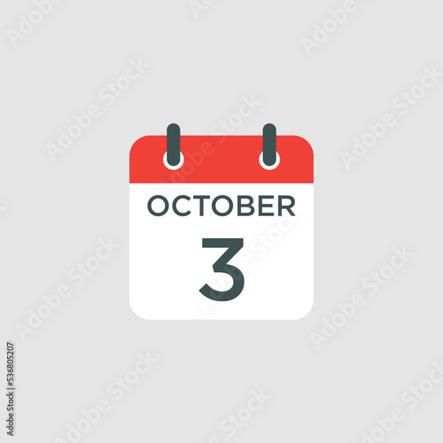 calendar - October 3 icon illustration isolated vector sign symbol