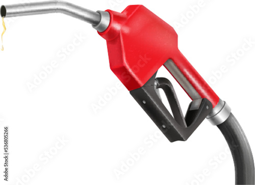 Fuel gun. Petrolic nozzle 3d gas pump filling dispenser of gasoline refuel station, petrol pistol with handle hose nafta diesel oil photo