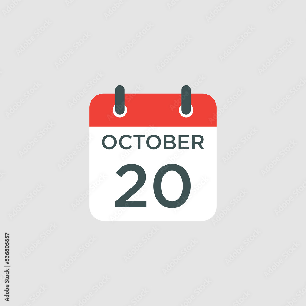 calendar - October 20 icon illustration isolated vector sign symbol calendar - October 20 icon illustration isolated vector sign symbol