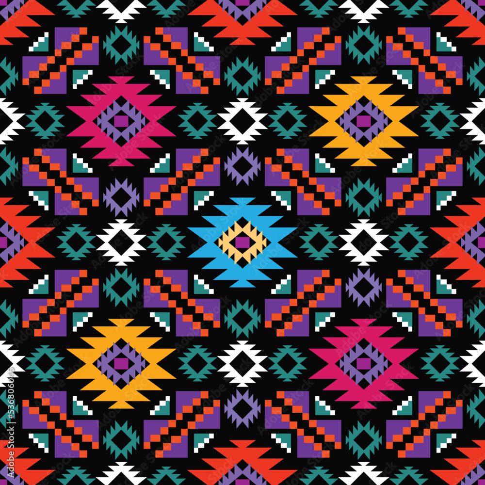 Mexican Geometric colorful simple print. Abstract seamless mexican latino pattern texture Repeating geometric tiles. Vector flat illustration
