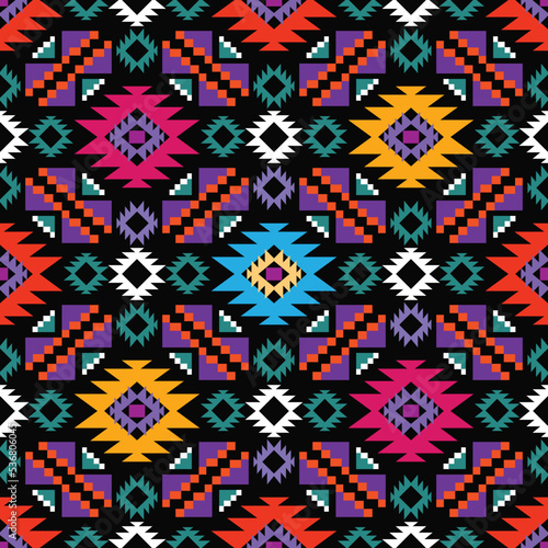 Mexican Geometric colorful simple print. Abstract seamless mexican latino pattern texture Repeating geometric tiles. Vector flat illustration
