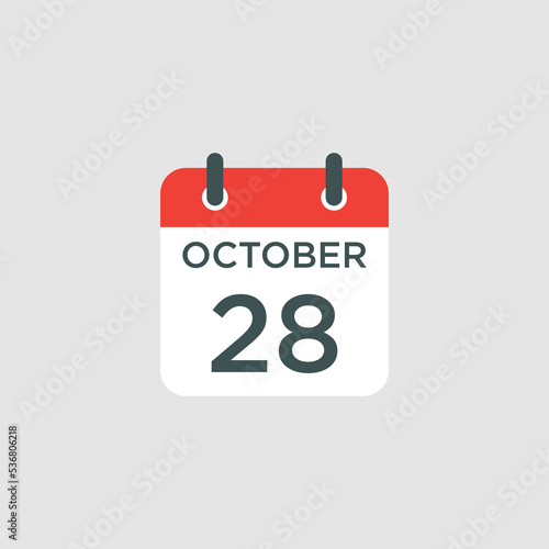 calendar - October 28 icon illustration isolated vector sign symbol