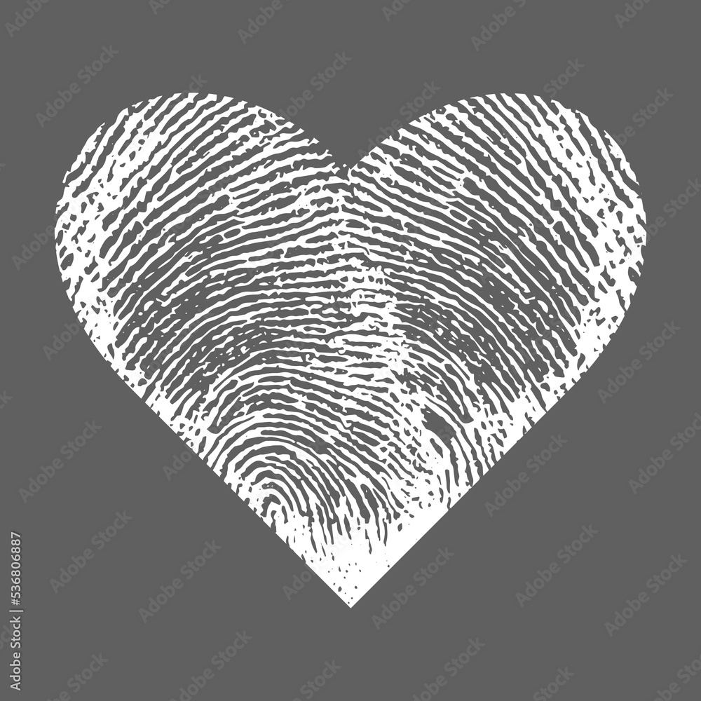 White heart finger print. Vector illustration White heart finger print. Vector illustration