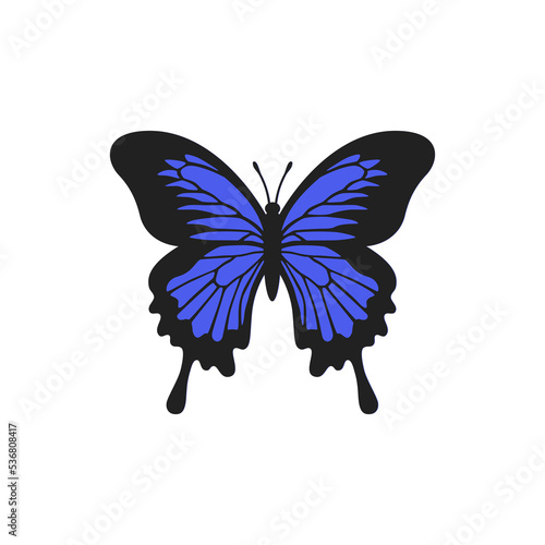 Blue Emperor butterfly illustration. Realistic butterfly with textured wings. Beautiful butterfly for scrapbooking