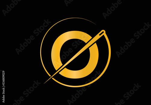 Initial Letter O With Tailor Logo, Needle and Thread Combination for Embroidery, Textile, Fashion, Cloth, Fabric Template.