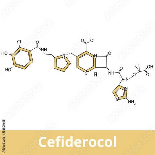 Cefiderocol. An antibiotic used to treat complicated urinary tract infections when no other options are available. Chemical structure.