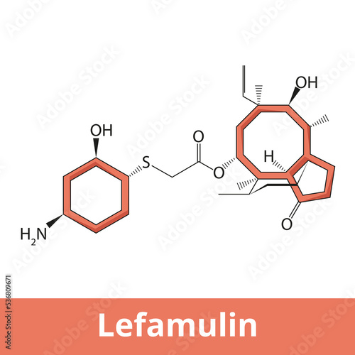 Lefamulin. An antibiotic medication used it to treat adults with community-acquired bacterial pneumonia. Chemical structure.