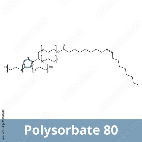 Polysorbate 80. A nonionic surfactant and emulsifier often used in pharmaceuticals  foods  and cosmetics. Chemical structure.