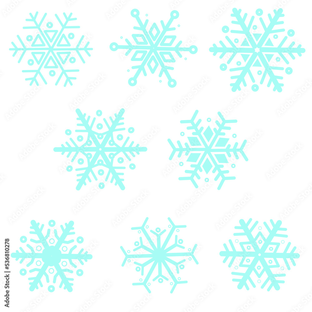 set of snowflakes set of snowflakes