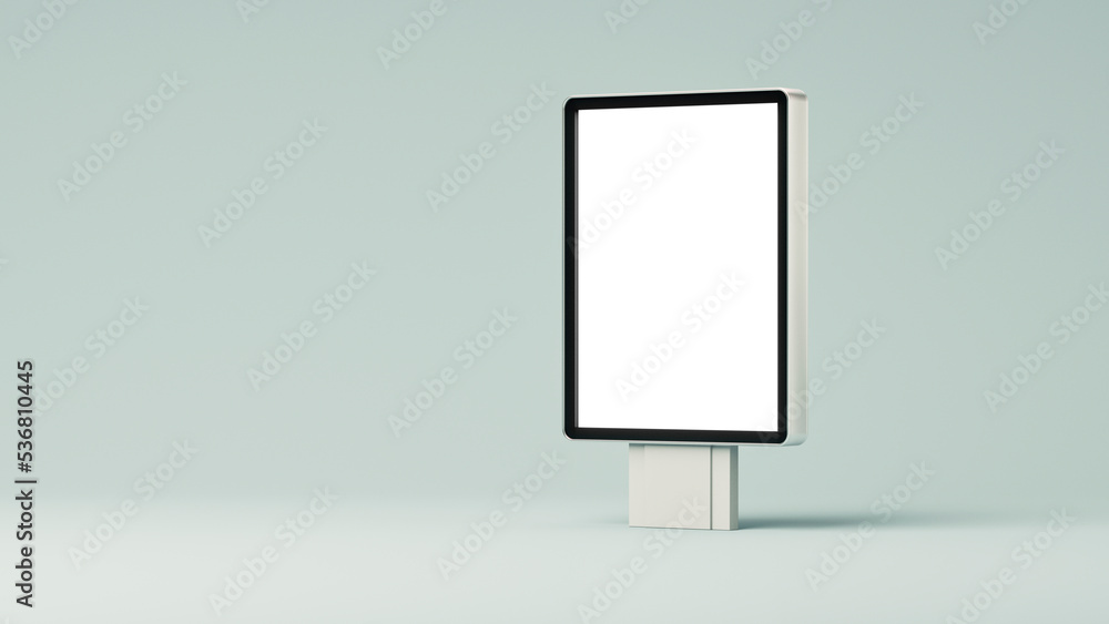 blank 3d mockup of vertical billboard outdoor stand or poster on gray background. Background or pattern. 3d rendering blank 3d mockup of vertical billboard outdoor stand or poster on gray background. Background or pattern. 3d rendering
