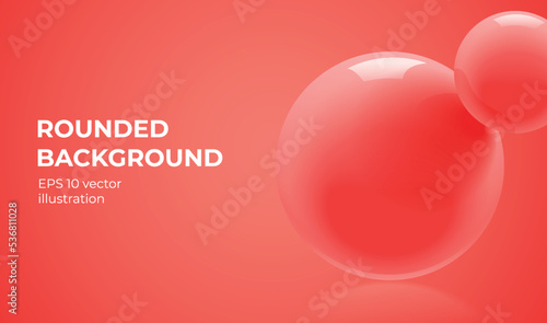 Pink banner background with rounded glossy shapes with subsurface scattering, levitating 3D objects with reflection