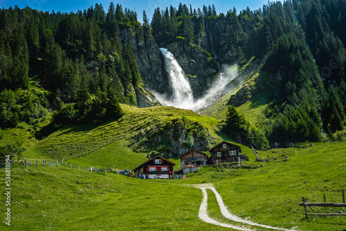Fototapet Waterfall Stauber or Wasserfall Stäuber, Canton of Uri, Switzerland, waterfall,
