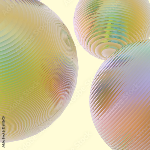 Abstract 3d object metal balls yellow gold gradient colors background.