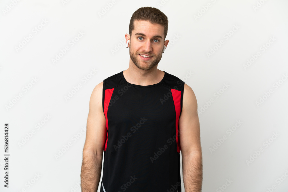 Handsome blonde man over isolated white background happy and smiling Handsome blonde man over isolated white background happy and smiling