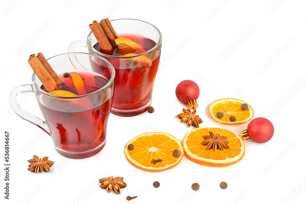 Mulled wine citrus fruits and spices isolated on white . Mulled wine citrus fruits and spices isolated on white .