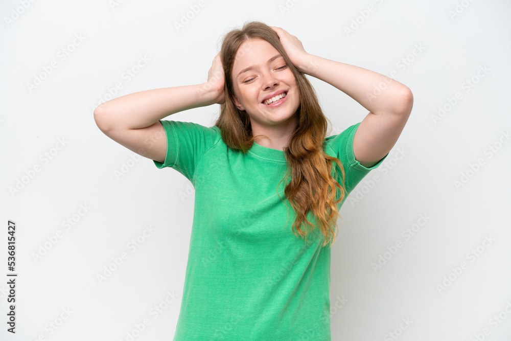 Young pretty woman isolated on white background laughing Young pretty woman isolated on white background laughing