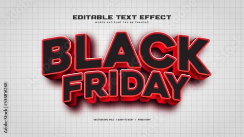 Black Friday 3d Red Bold Text Effect