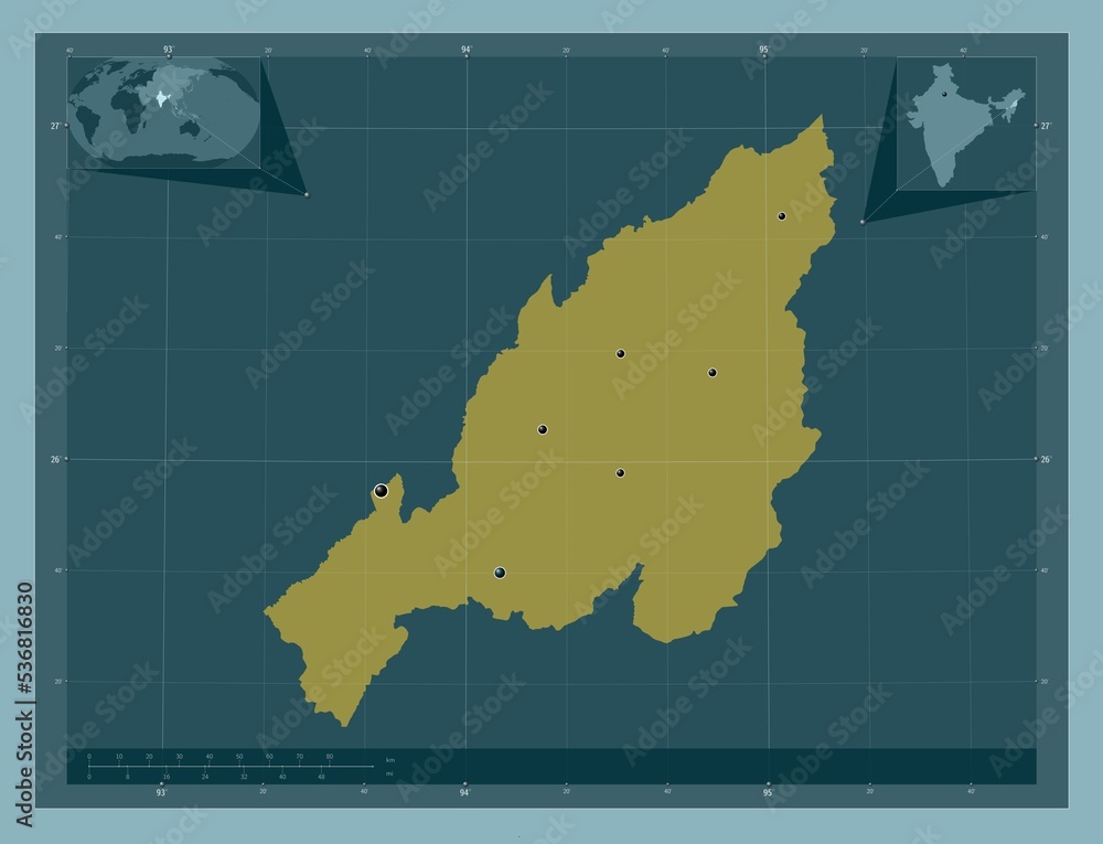 Nagaland, India. Solid. Major cities Nagaland, India. Solid. Major cities