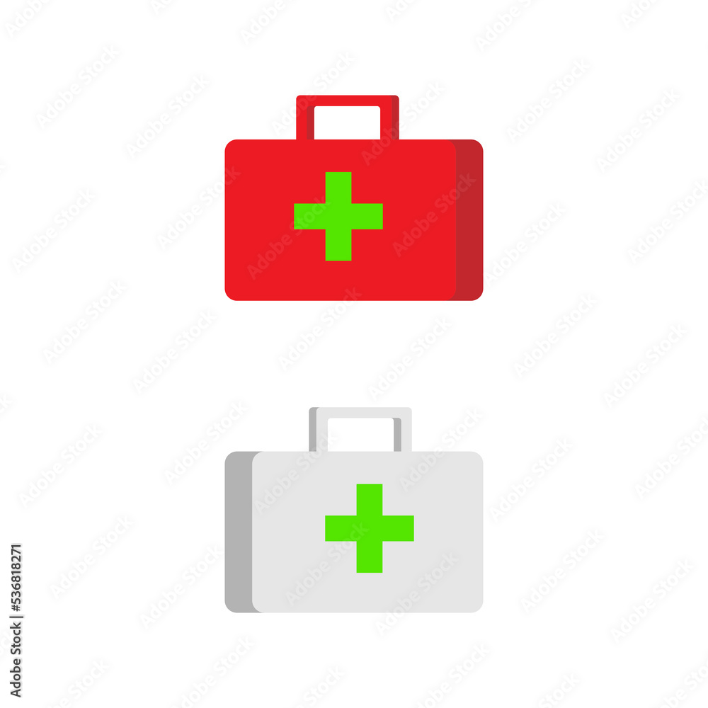 Obraz premium medicine bag flat design concept, icon isolated white background. medical bag icon.First Aid Kit Icon Vector Illustration. Emergency first aid icon. Medical Kit Icon. medical bag icon. 