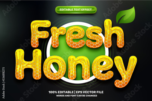 nature liquid fresh honey 3D logo mock up template Editable text Effect Style