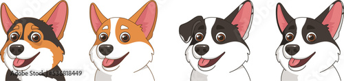 Corgi set of stickers icons cartoon portraits