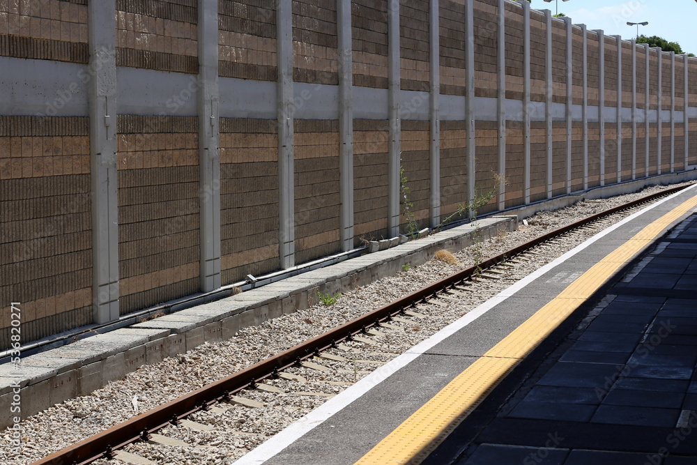 Fototapeta premium Railroad Tracks and Railway Cars in Israel.