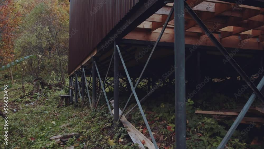 The foundation of the house on stilts in barnhouse style The foundation of the house on stilts in barnhouse style