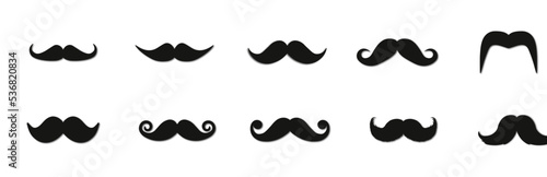 Set of mustache isolated on white background.Vector illustration