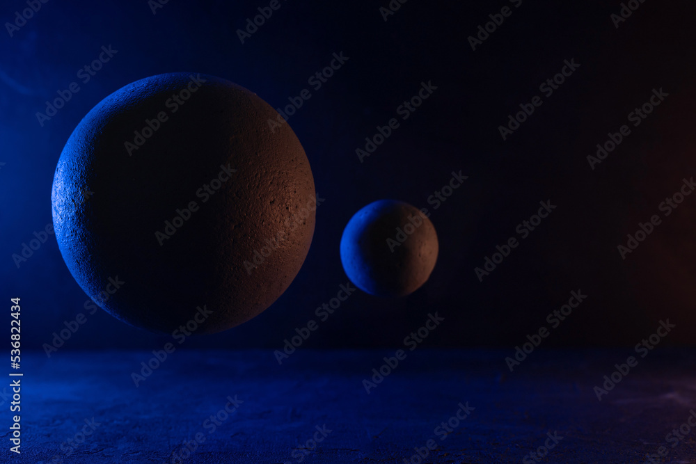 Abstract geometric shape background. Cement sphere as space concept model planet