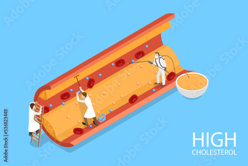 3D Isometric Flat Vector Conceptual Illustration of High Cholesterol, Healthcare and Medicine