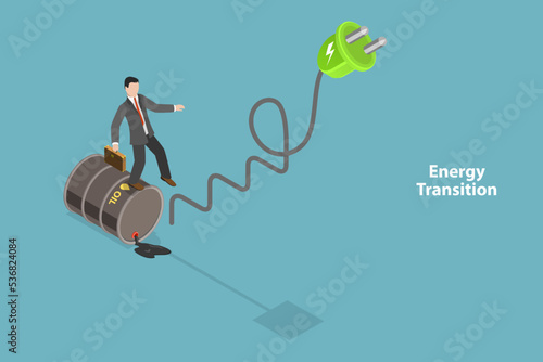 3D Isometric Flat Vector Conceptual Illustration of Energy Transition, Electricity Generation Renewable Sources