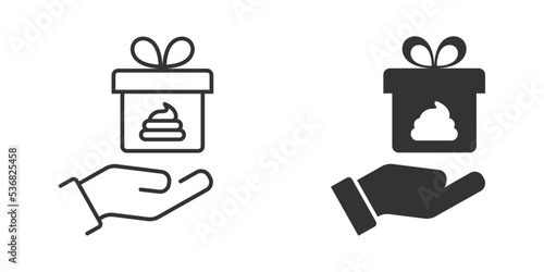 Shit present on a hand. Vector illustration. Bad gift concept. Vector illustration.