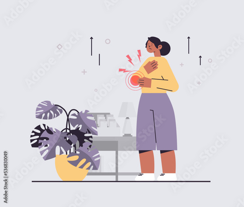 businesswoman suffering from elbow pain inflammation of muscles ache in body disease symptoms unhealthy body sickness